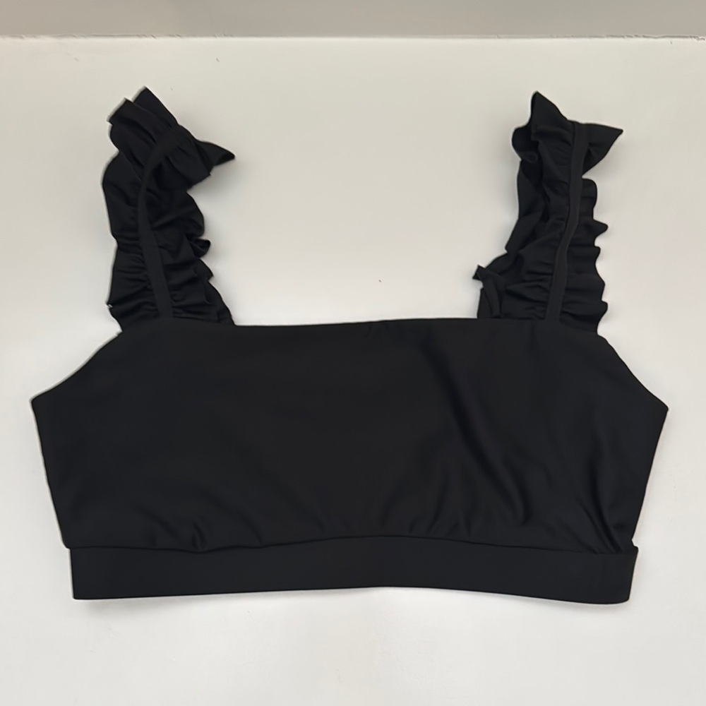 Carbon38 Black Ruffle Strap Bra